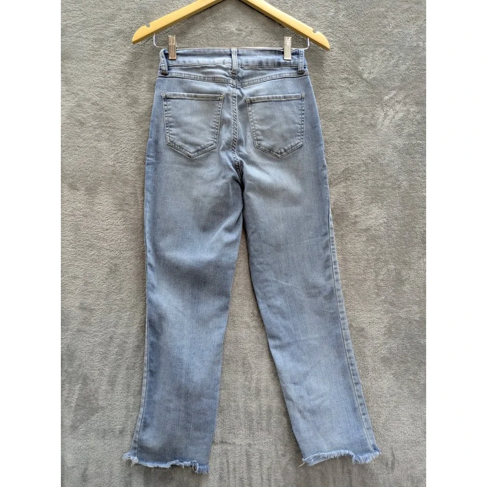 Grunge Distressed High Rise Vintage Jeans Womens 25 Light Wash Raw Hem Rewash‎